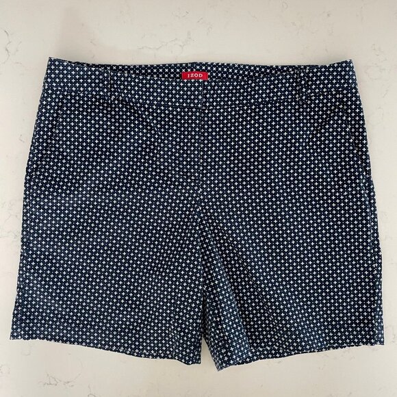 Izod Athletic Cotton Spandex 6.5" Sporty Golf Print Pattern Shorts Navy+Wht Sz 8 - Picture 2 of 11